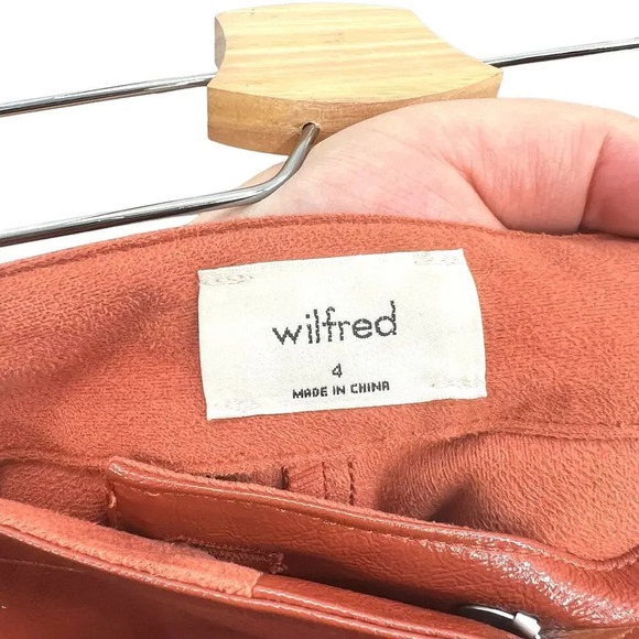 Aritzia Wilfred Shirley Pant Vegan Patent Leather Rust Brown Size 4 - Picture 11 of 13